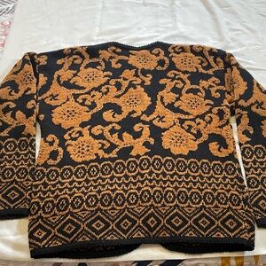 Black and Orange Patterned Men's Sweater